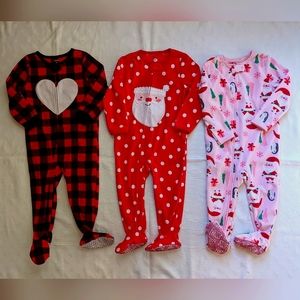 2T Girls Carter's Holiday Footed Pajamas Sleepers VGUC/GUC